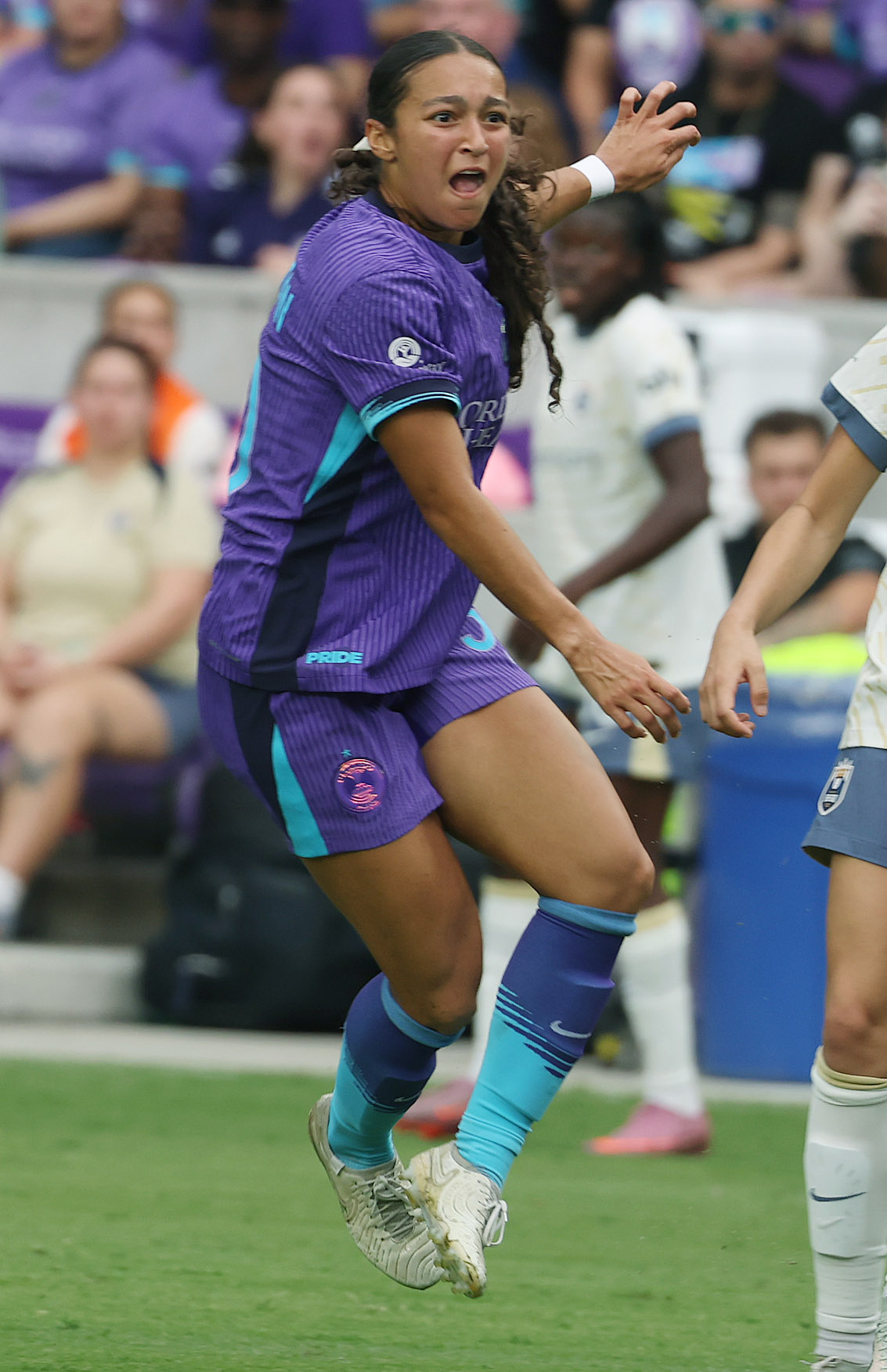 Orlando player Seven Castain kicks during the Seattle Reign at...