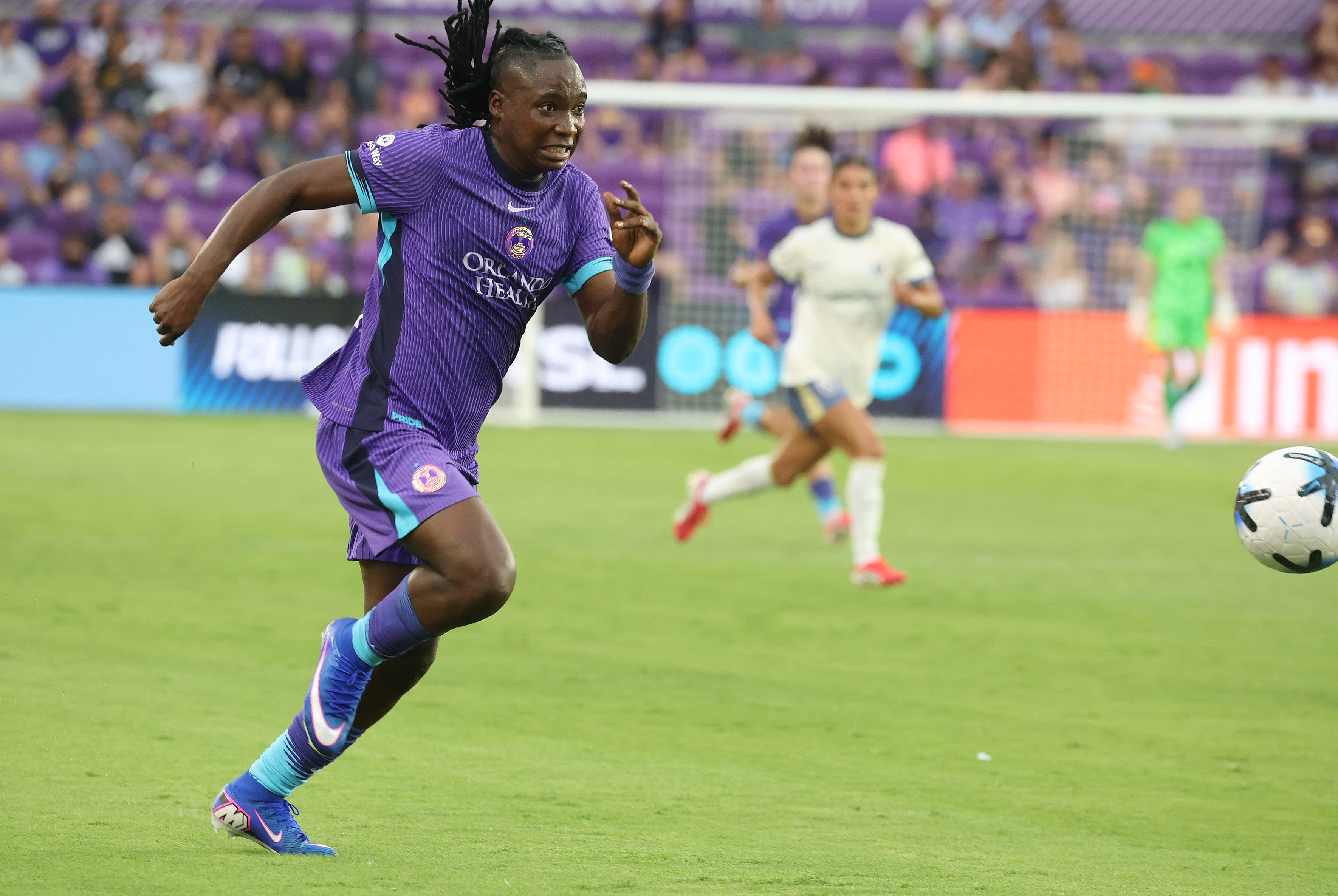 Orlando player Barbra Banda chases the ball during the Seattle...