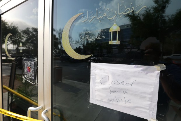 One of the now-closed businesses attached to The Rialto apartments in Orlando is pictured on Tuesday, March 24, 2026. The Rialto apartments building had to be evacuated Thursday, March 19, after signs of structural instability were found. Residents are still unable to return. (Stephen M. Dowell/Orlando Sentinel)