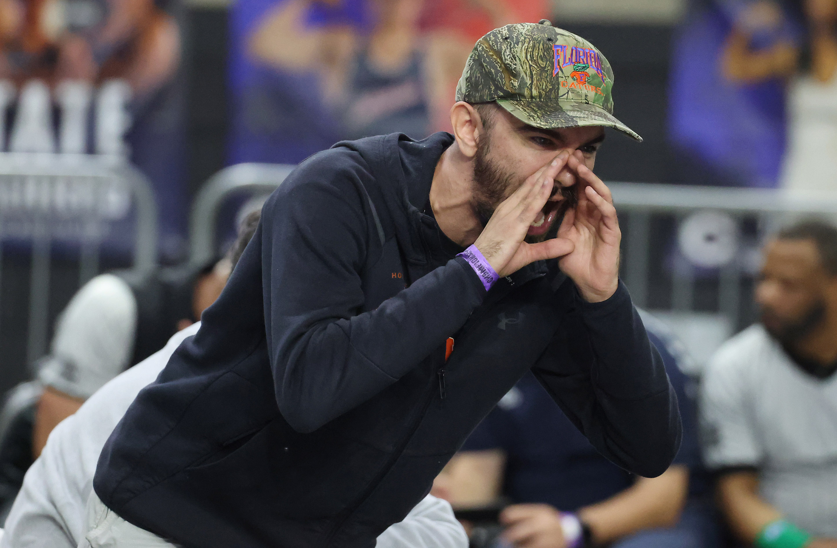 Harmony coach yells during the FHSAA Wrestling Championships at Silver...