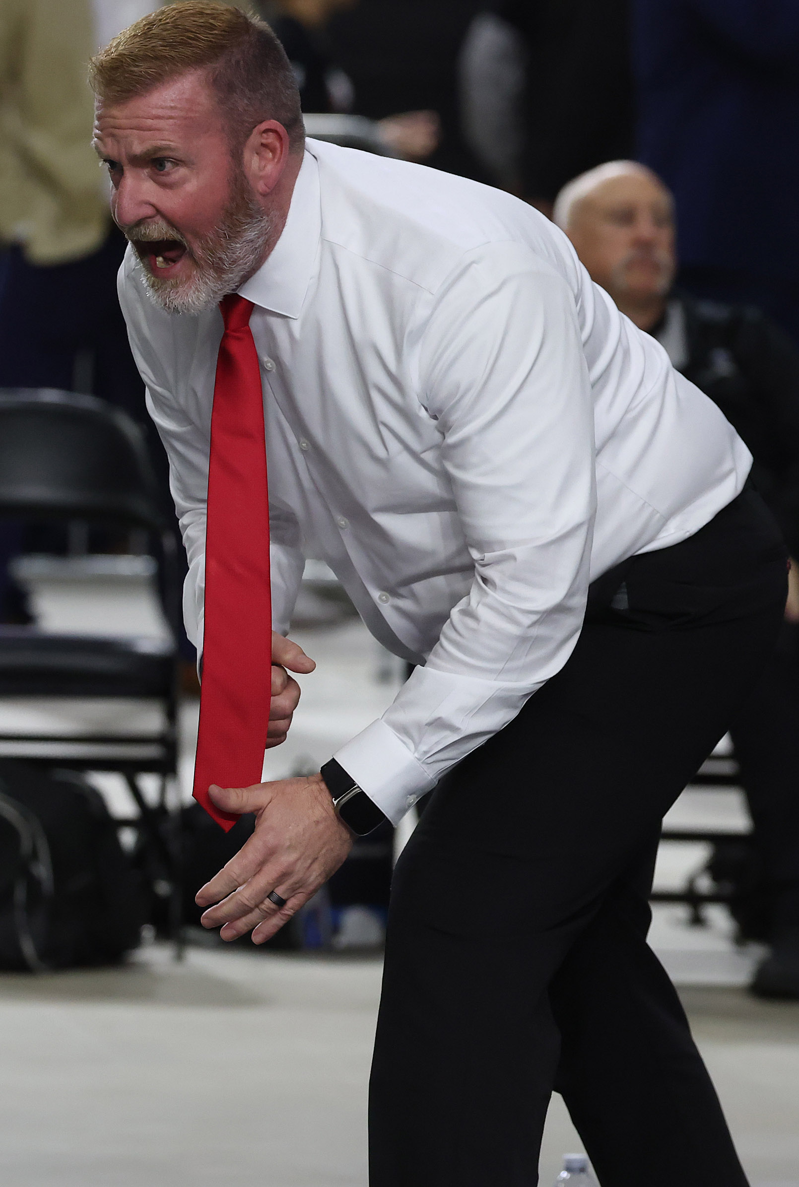 Lake Mary High coach yells during the FHSAA Wrestling Championships...