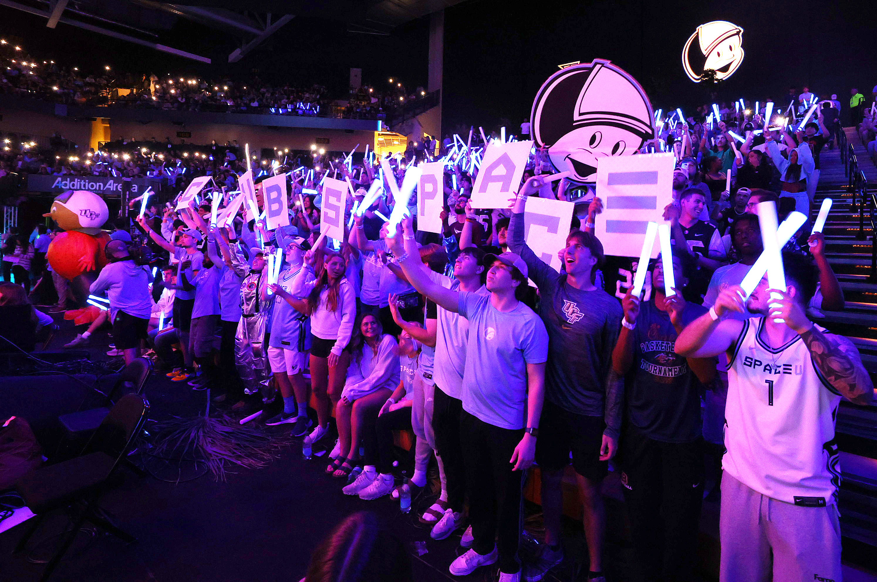 UCF students cheer during the Oklahoma State at UCF college...