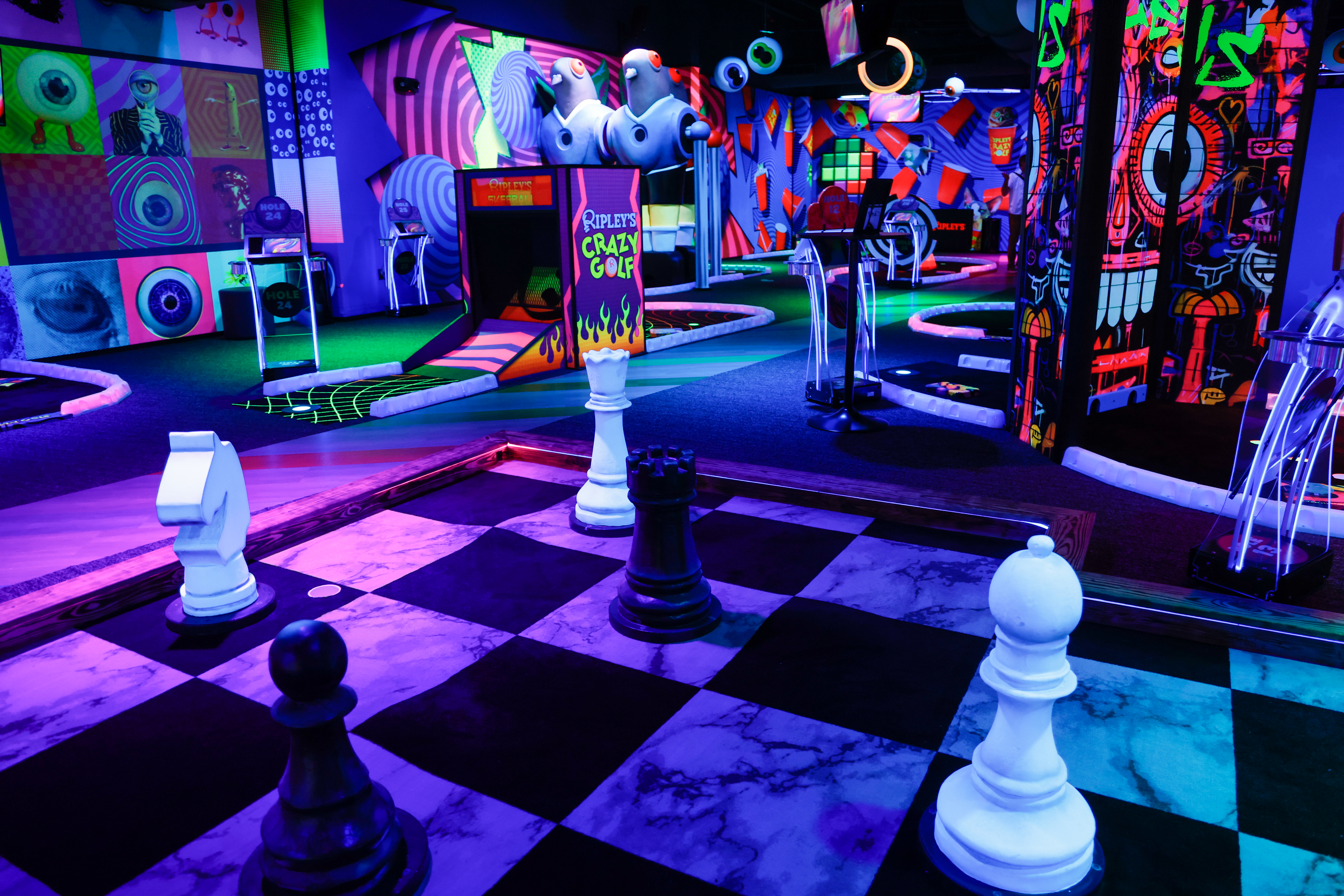 The Ripleyâs Crazy Golf course features a colorful, vibrant layout...