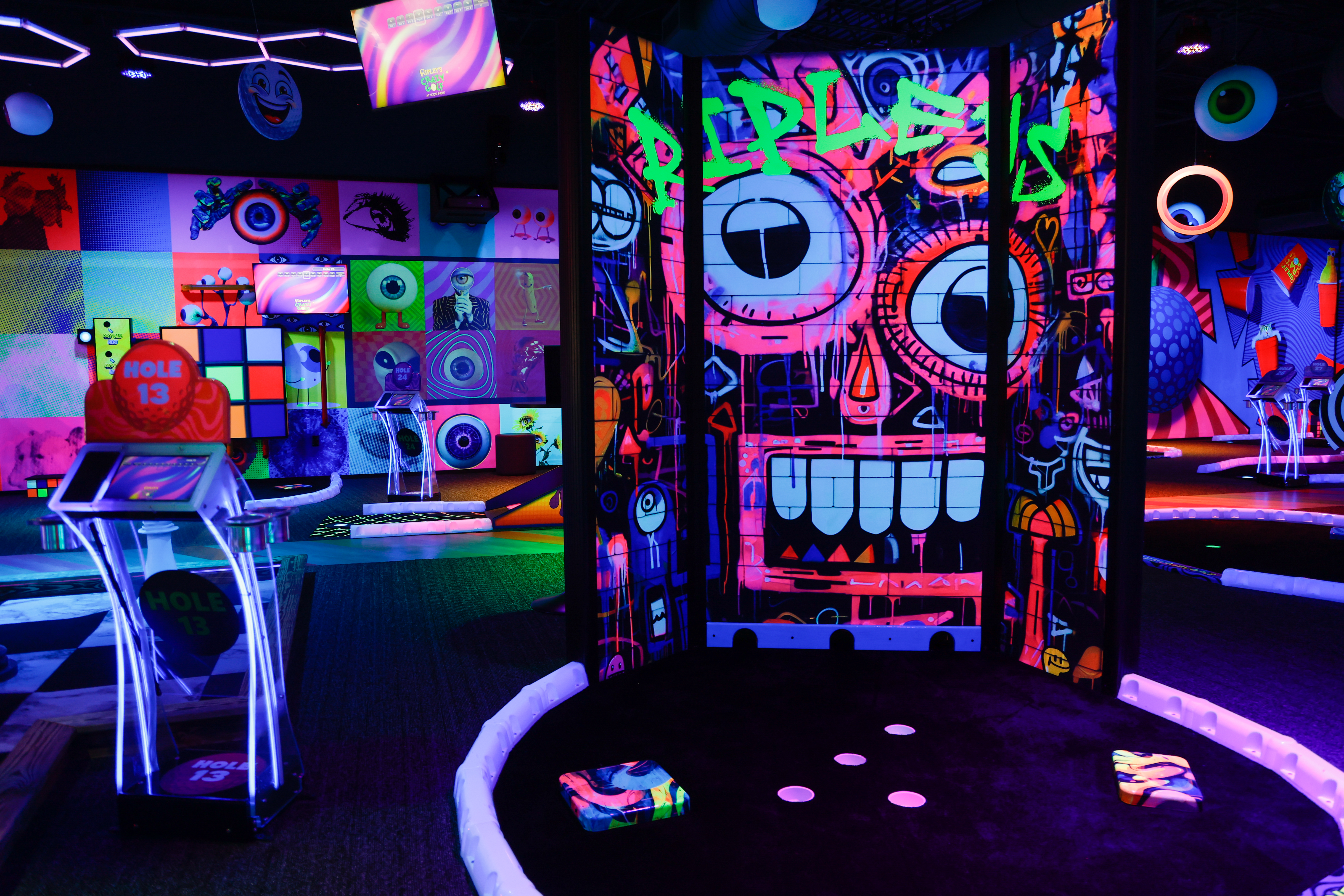 The Ripleyâs Crazy Golf course features a colorful, vibrant layout...