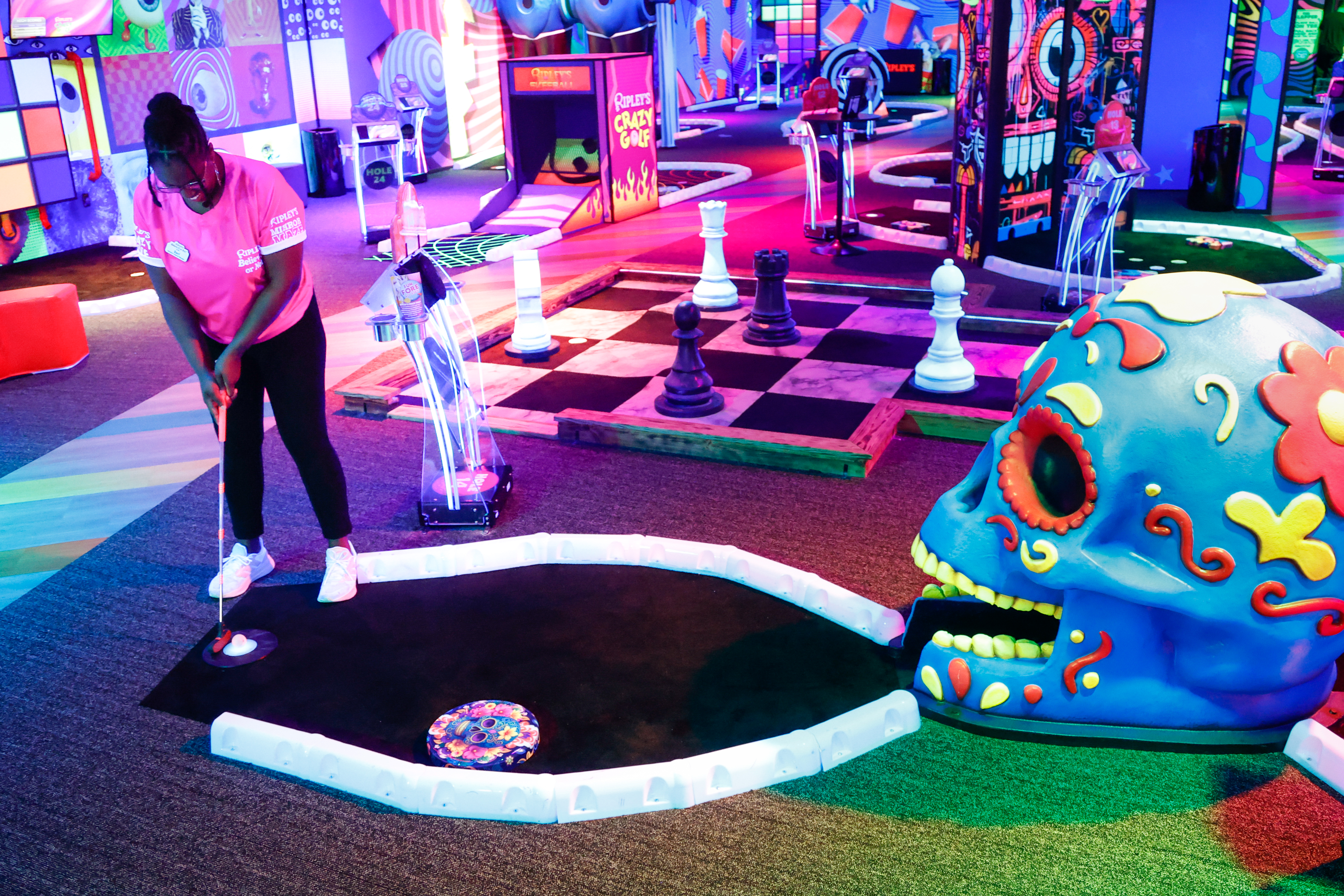 Ripleyâs Crazy Golf Assistant General Manager Zuri Simmons takes a...