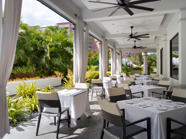 The airy patio space at Caribe Royale Orlando is one of several options for your Easter dining pleasure. (Photo courtesy Caribe Royale Orlando)