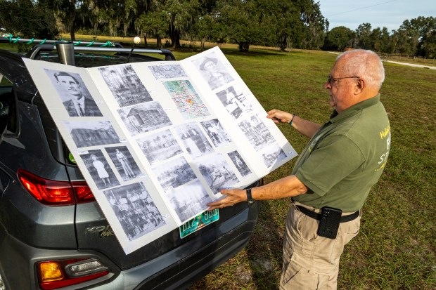 Don Philpott, president of the Wekiva Wilderness Trust, oversaw the research behind the Historic Ethel Trail, which helps visitors retrace Central Florida history at Rock Springs Run State Reserve on Nov. 30, 2023. He even co-authored a book on the subject. (Patrick Connolly/Orlando Sentinel)