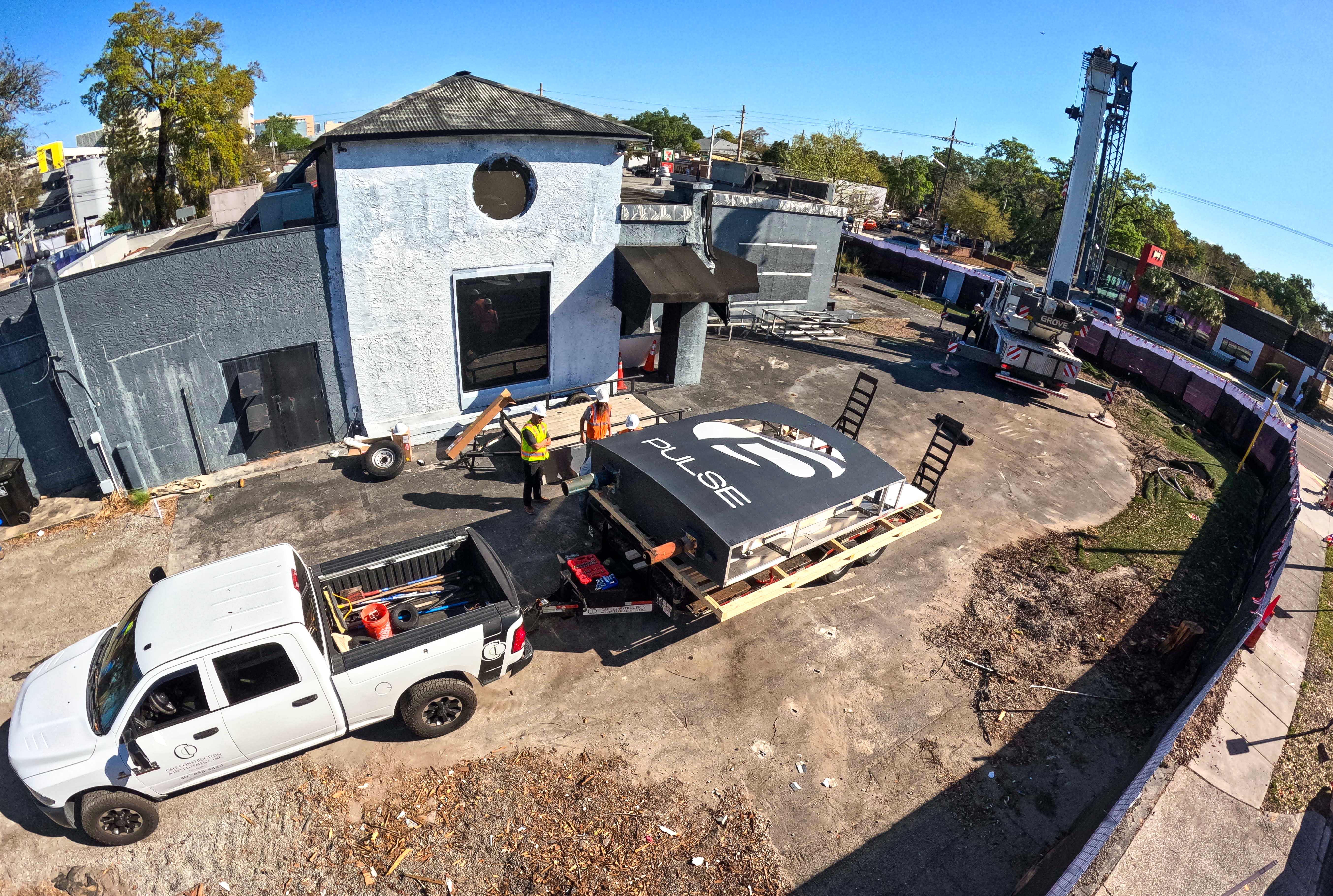 The sign for the Pulse nightclub is ready for transport...