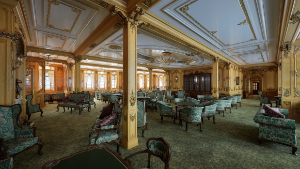 A VR experience at Titanic: The Artifact Exhibition includes a look at the first-class lounge of the ship. (E/M Group and RMS Titanic Inc.)