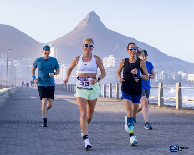 Orlando resident Beth Reed runs in Cape Town, South Africa, during the World Marathon Challenge, which had runners completing seven marathons in as many days on all seven continents. (Richard Ducker/Courtesy of World Marathon Challenge)