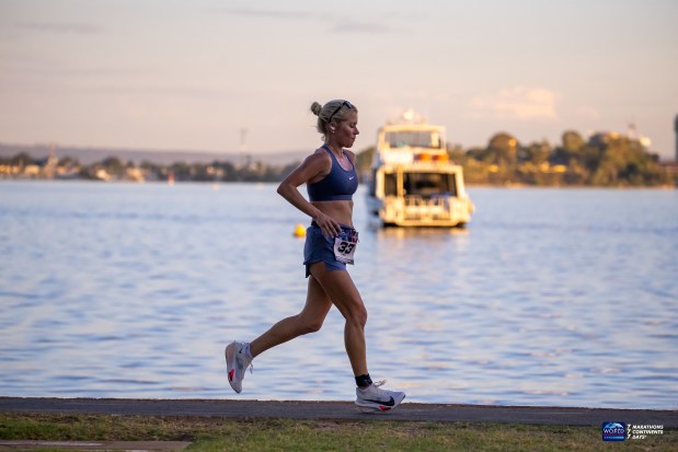 Orlando resident Beth Reed runs in Perth, Australia, during the World Marathon Challenge, which had runners completing seven marathons in as many days on all seven continents. (Richard Ducker/Courtesy of World Marathon Challenge)