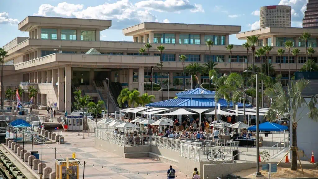 an outdoor bar/plaza