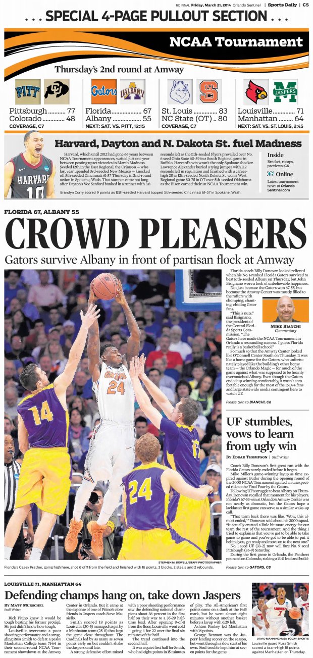 Orlando Sentinel coverage of the finals games of the 2014 NCAA Tournament first- and second-round games in Orlando. (Orlando Sentinel archive)
