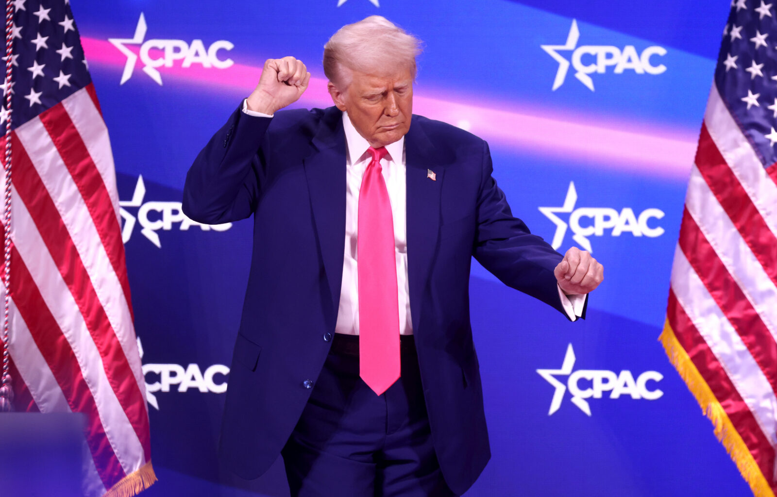 Trump doing his usual two first dance on the stage of CPAC