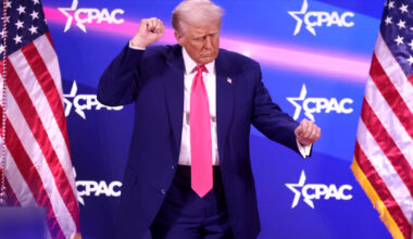 Trump doing his usual two first dance on the stage of CPAC
