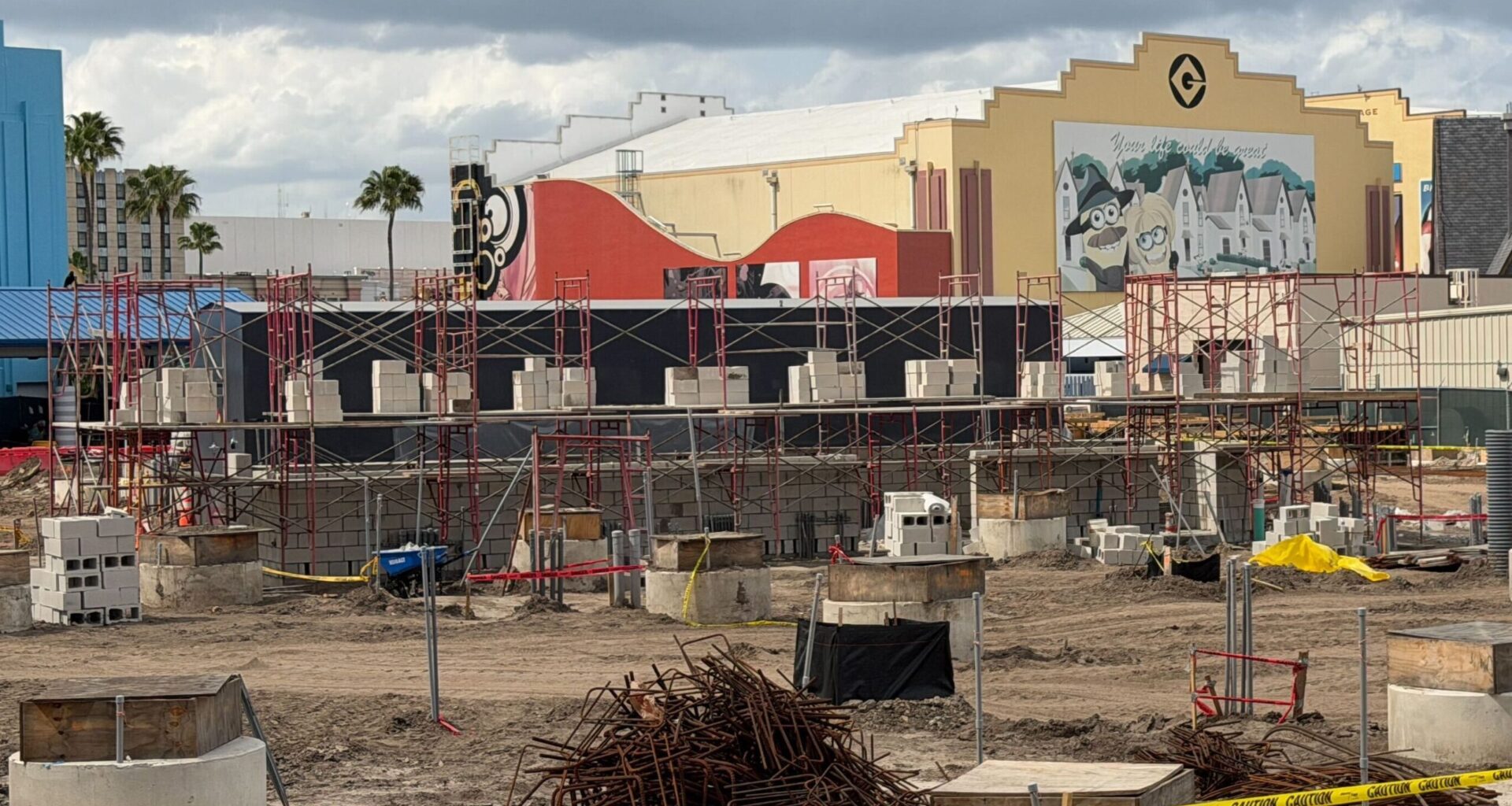 Fast & Furious scaffolding erected during construction of the new coaster in March 2026