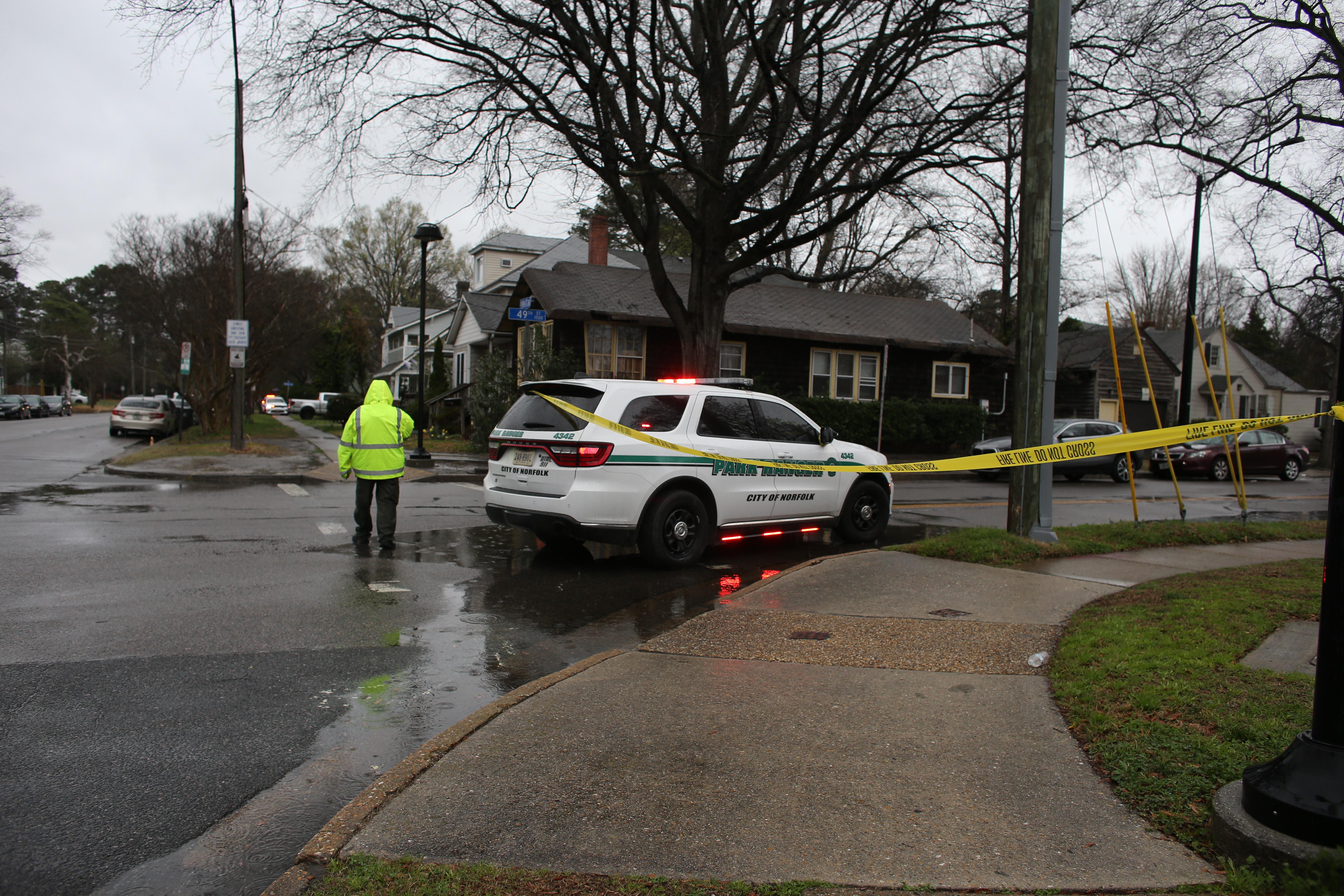 Police arrive outside Old Dominion University’s campus after reports of...