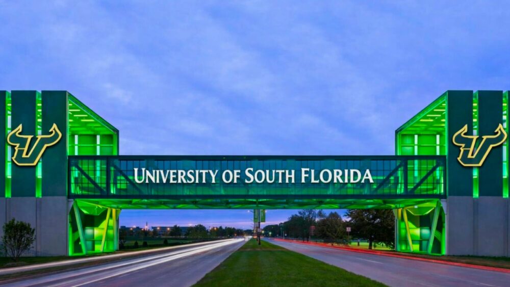 University of South Florida campus entrance over Fowler Avenue in Tampa