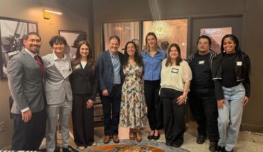 Charles and Lauren Weiner with student interns at The Sound Attic listening gallery in Tampa.