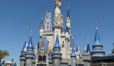 Cinderella Castle Repaint Update, Prior Pink Almost Completely Removed