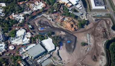 March 2026 aerial photos from bioreconstruct showing progress on Magic Kingdom expansions