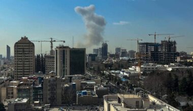 A plume of smoke rises following a reported explosion in Tehran on Feb. 28, 2026. Israel's defense ministry announced Feb. 28 it had launched a "preemptive strike" on Iran as sirens sounded in Jerusalem and people across the country received phone alerts about an "extremely serious" threat.