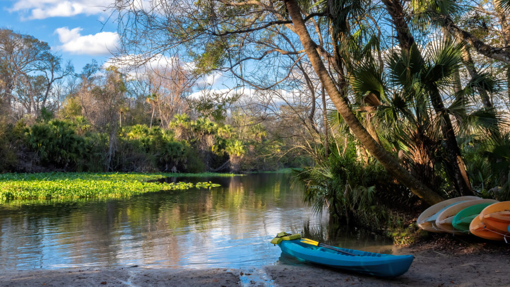 Kayaks along the water at Wekiwa Springs State Park (iStock image)