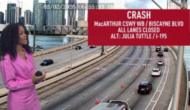 Westbound lanes of MacArthur Causeway shut down due to crash at Biscayne Blvd – NBC 6 South Florida