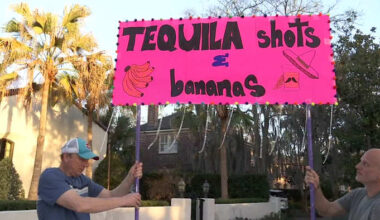 San Marco party atmosphere powers Gate River Run participants through food, music and fun drinks