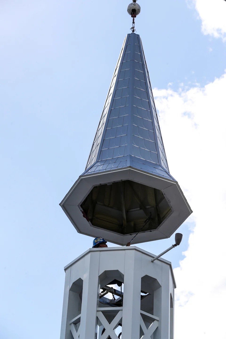 Alva Methodist church got a new steeple after Irma toppled its last one. They are thankful for all the donations that helped cover the cost of the deductible so they could replace it. This one has been built and installed with hurricane standards. 