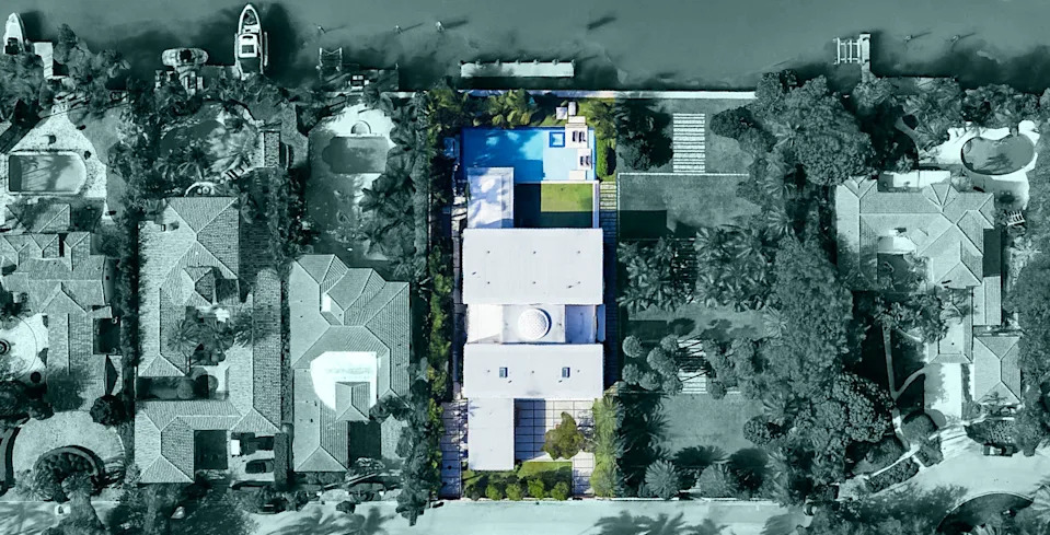 An aerial of a Miami mansion Google founder Sergey Brin bought for $51 million