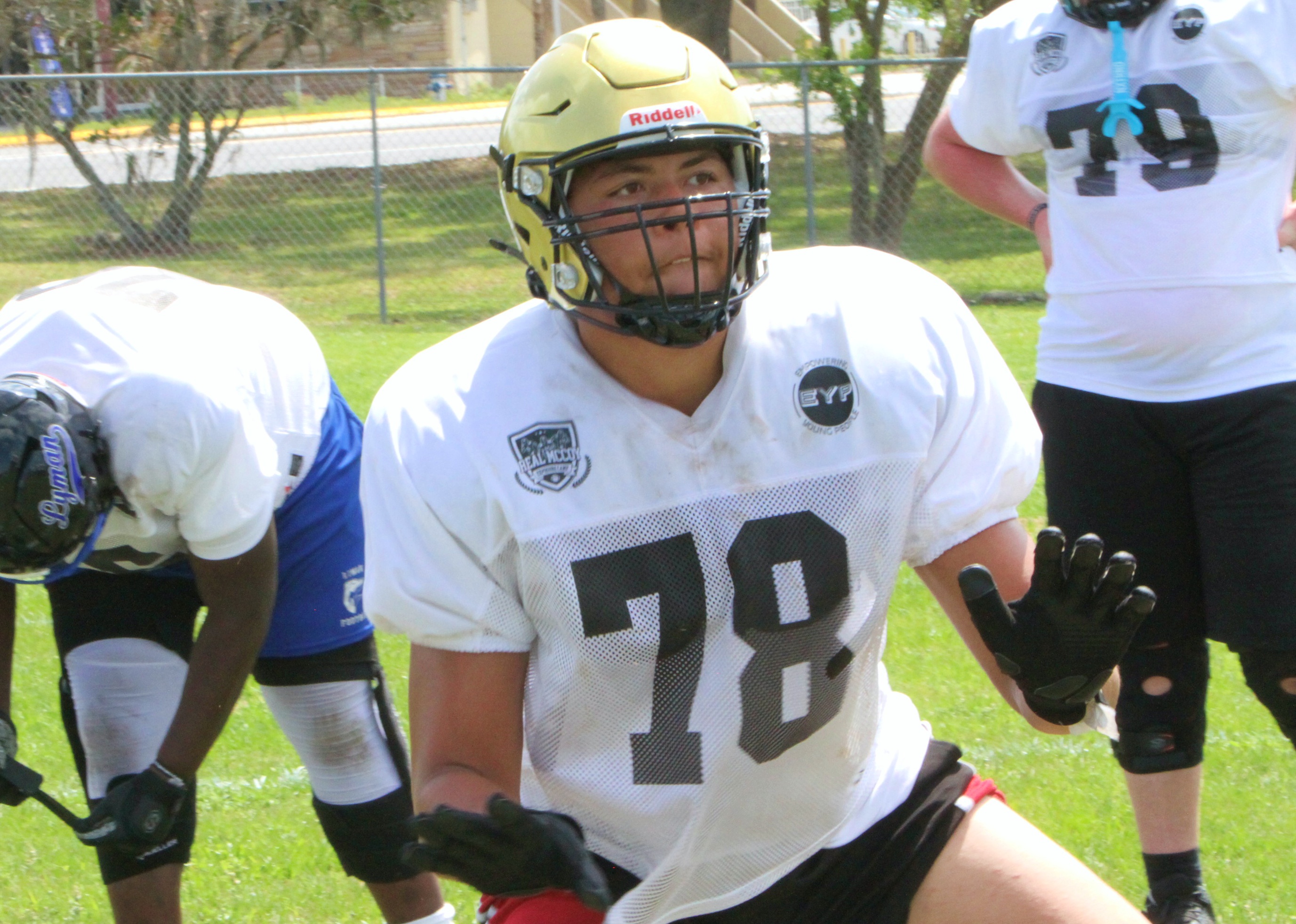 East Ridge 2028 offensive lineman Aiden Galles at the Real...