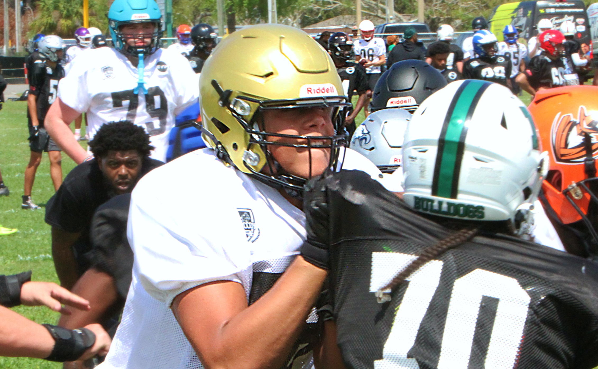 East Ridge 2028 offensive lineman Aiden Galles at the Real...