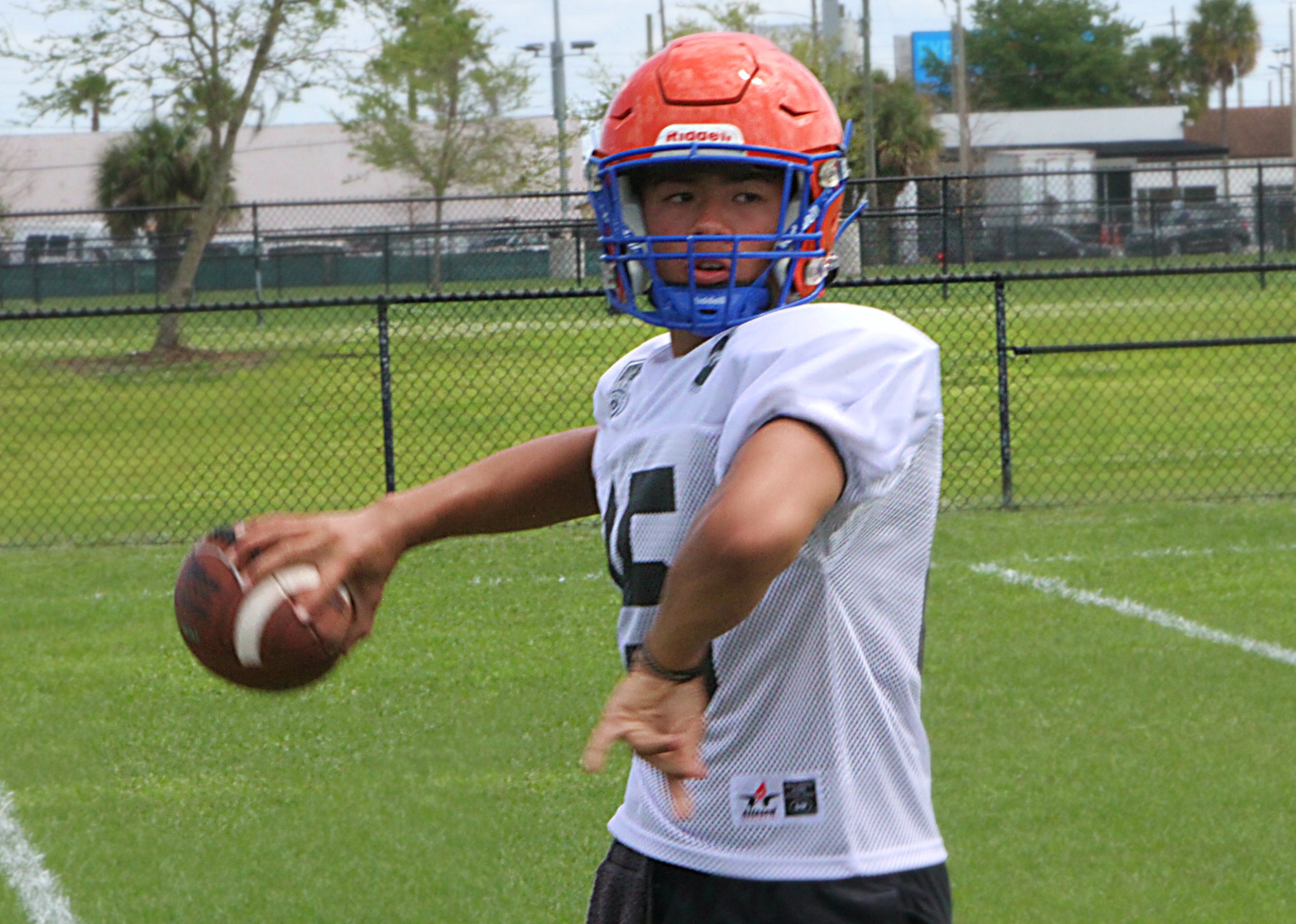 West Orange 2028 quarterback AJ Chung at the Real McCoy...