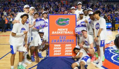 No. 7 Florida celebrates SEC title, sets sights on top seed in NCAA Tournament