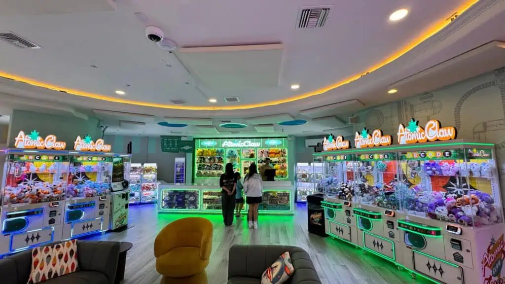 The interior of an arcade