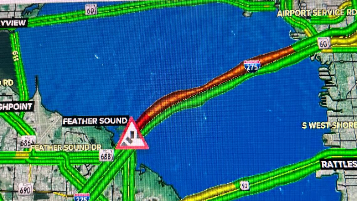 Crash closes 3 southbound lanes of Howard Frankland Bridge