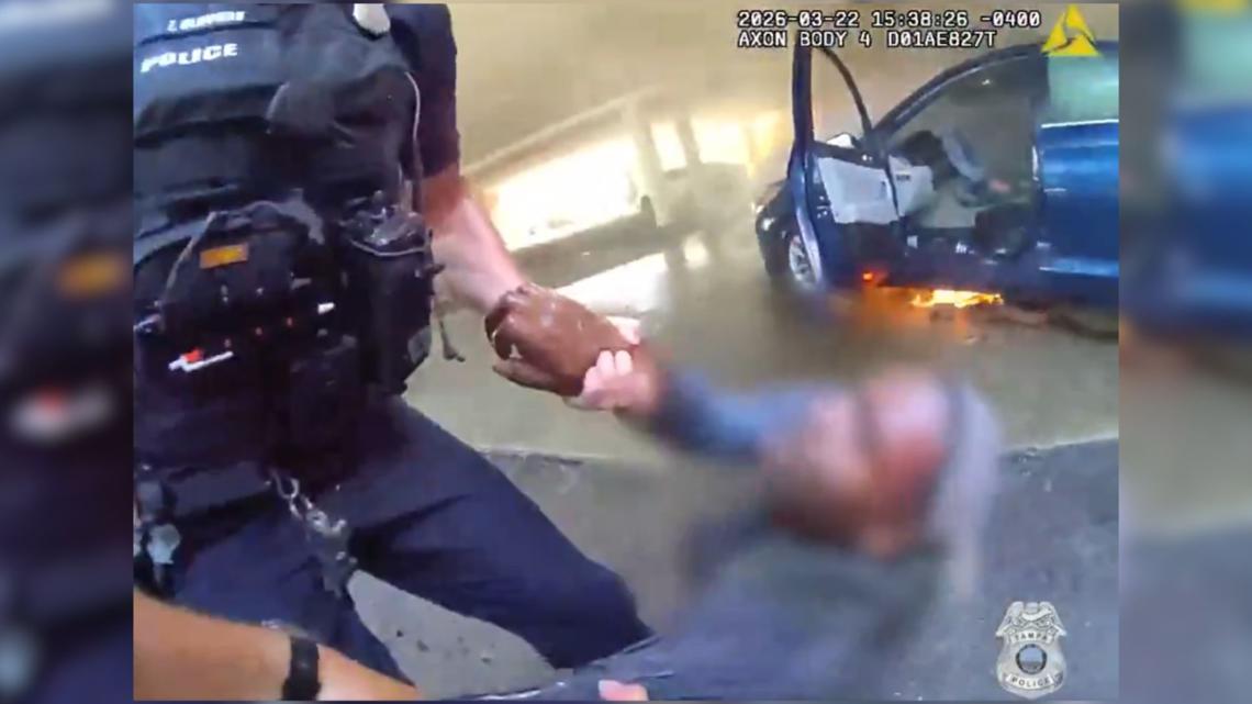 VIDEO: Officers rescue man trapped inside a burning vehicle in Tampa
