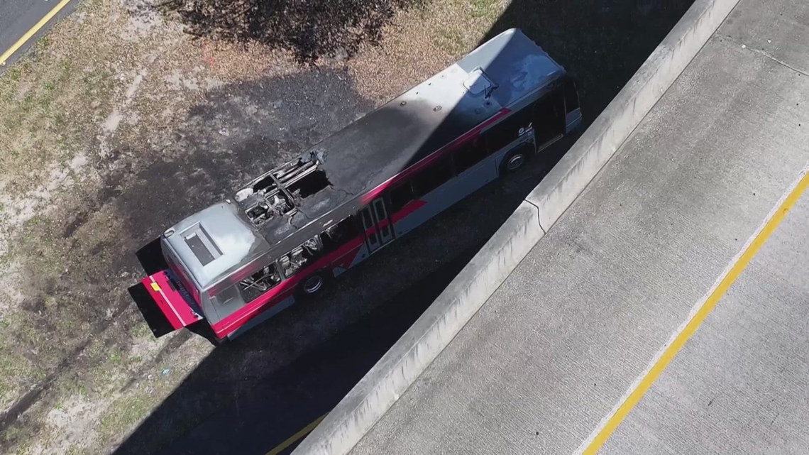 JTA bus severely damaged after catching fire in Jacksonville