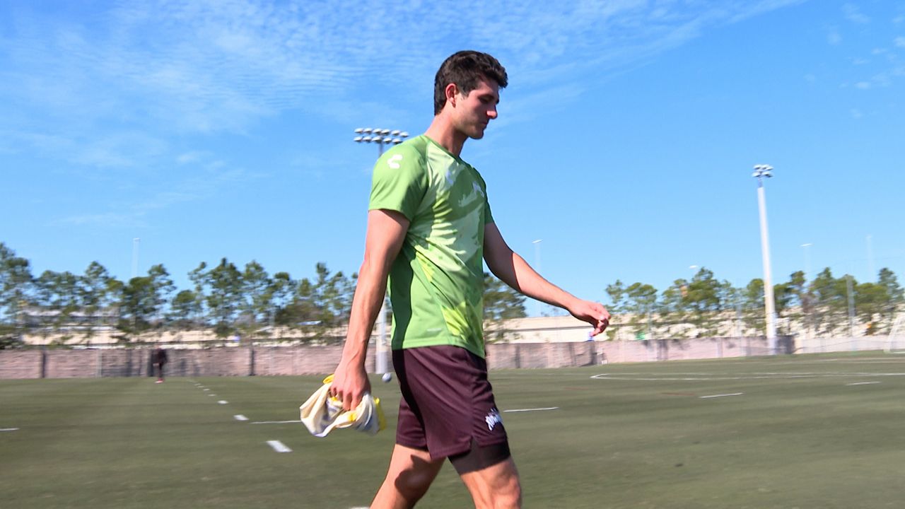 Tampa Bay Rowdies defender Brian Schaefer walks off the field after practice at the team's training facility. (Michael Epps - Spectrum Sports 360)