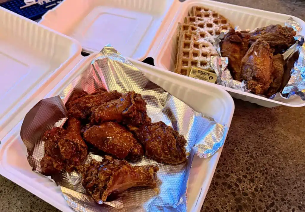 A plate of chicken and waffles