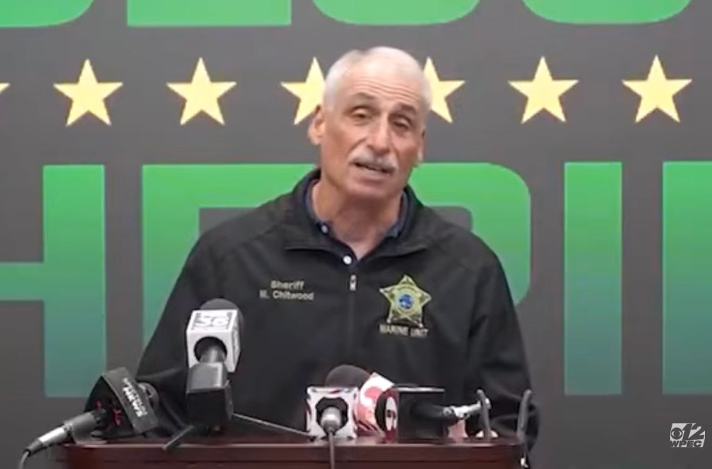 Volusia County Florida Sheriff Mike Chitwood speaking at a news conference
