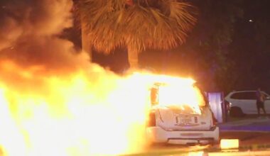 Miami driver crawls out of burning car after crash early Tuesday morning