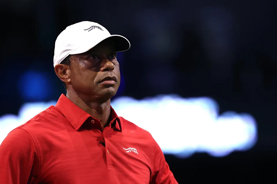 Tiger Woods during a match on March 24, 2026, in Palm Beach Gardens, Florida. / Credit: James Gilbert/TGL/TGL Golf via Getty Images