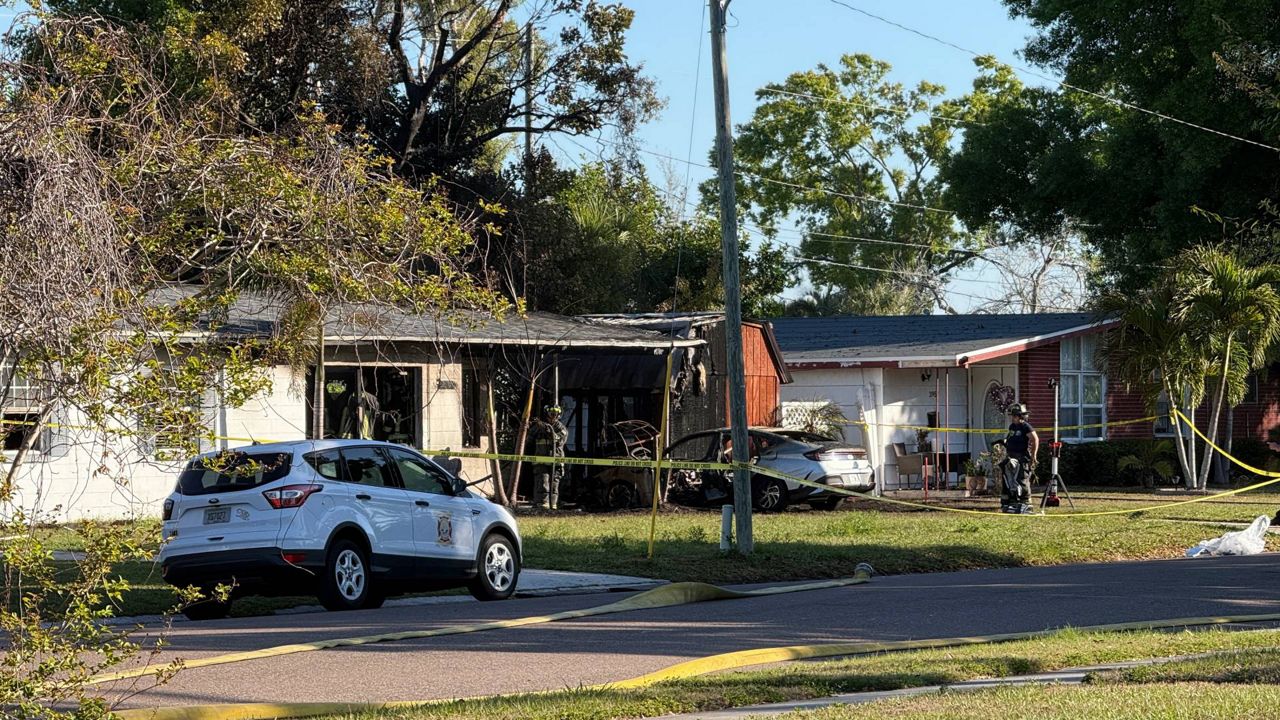 A fire broke out at a house on Neptune Drive in Coquina Key early Sunday morning, leaving one person dead. (Spectrum News/Tyler O'Neill)