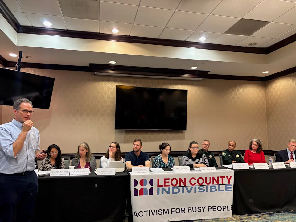 Panelists gather at the Leon County Indivisible "Just the Facts" Immigration Forum.