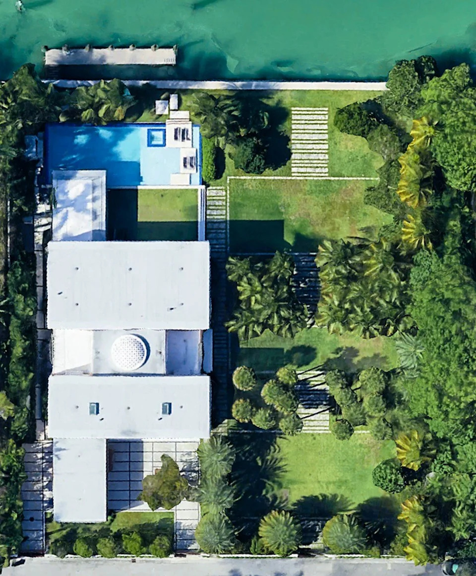 An aerial of a Miami mansion Google founder Sergey Brin bought for $51 million