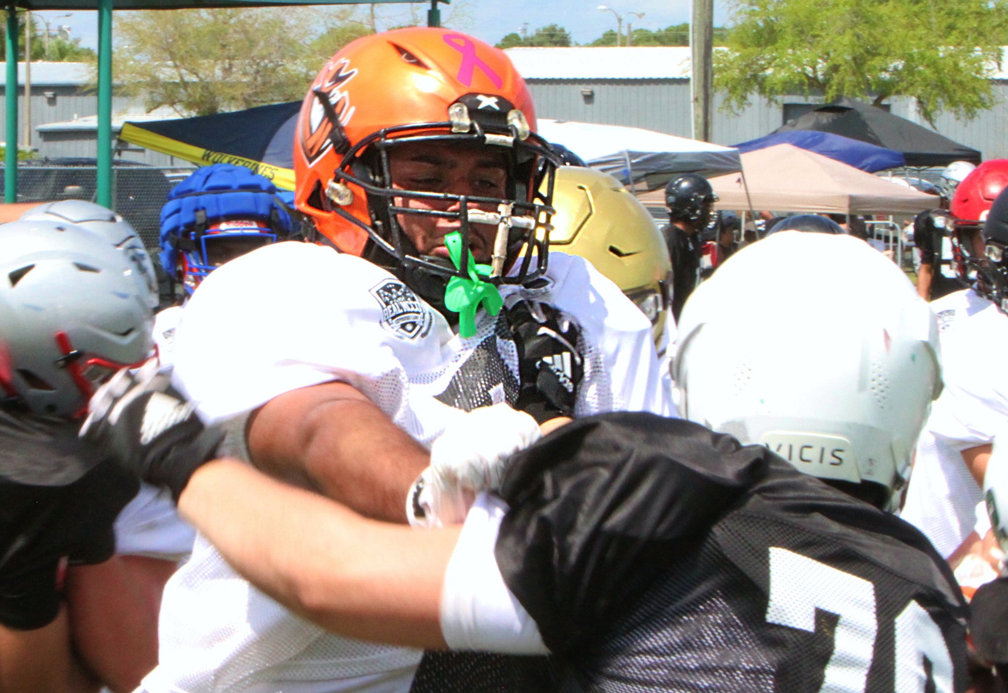 Tohopekaliga 2028 offensive lineman Dominic Miranda at the Real McCoy...