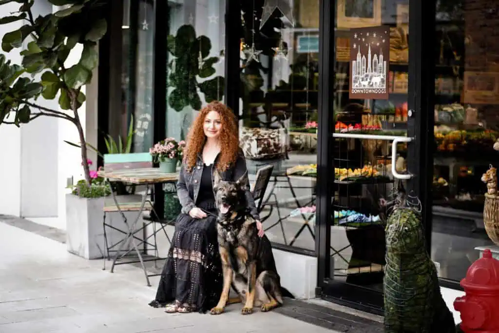 A woman pictured at a business she owns