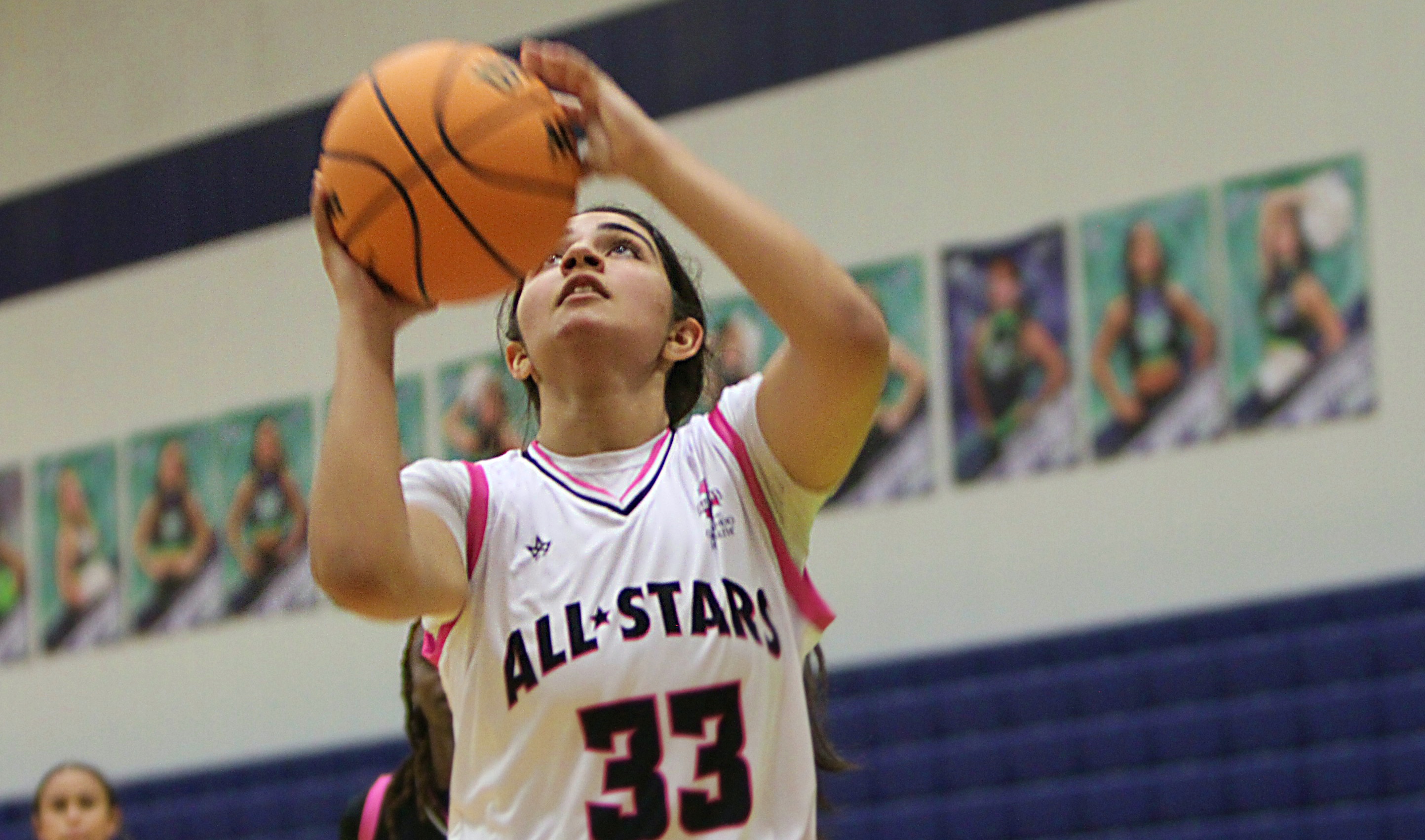 Juliette Faradi goes up for two of her six points...